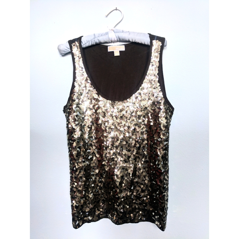 Michael Kors Gold Sequin Tank Top Large